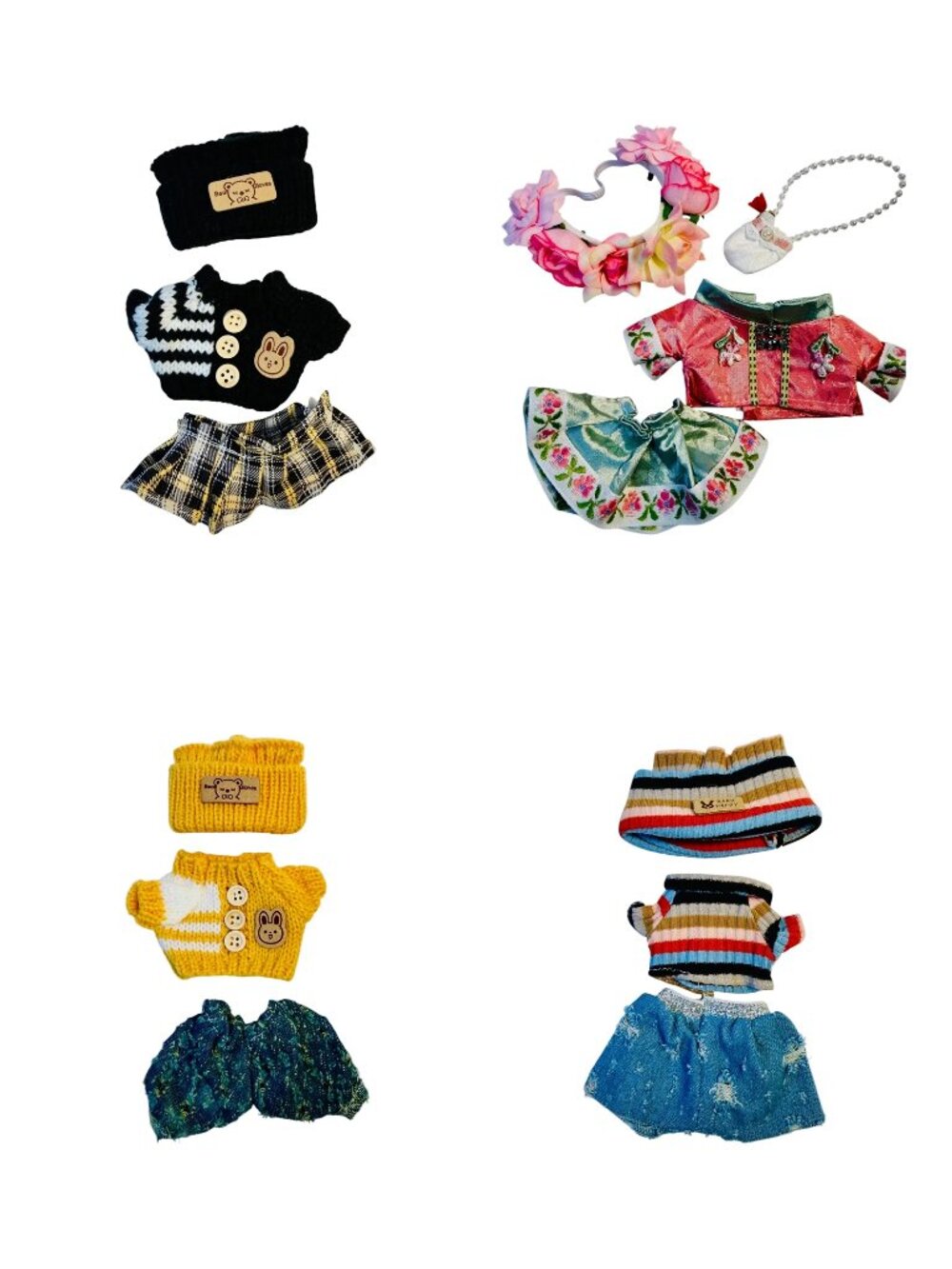 Trending 4-Outfit Kawaii Plush Doll Clothes Set | 17cm Doll Outfits